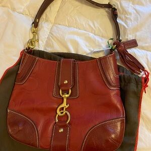 Red coach hobo Bag